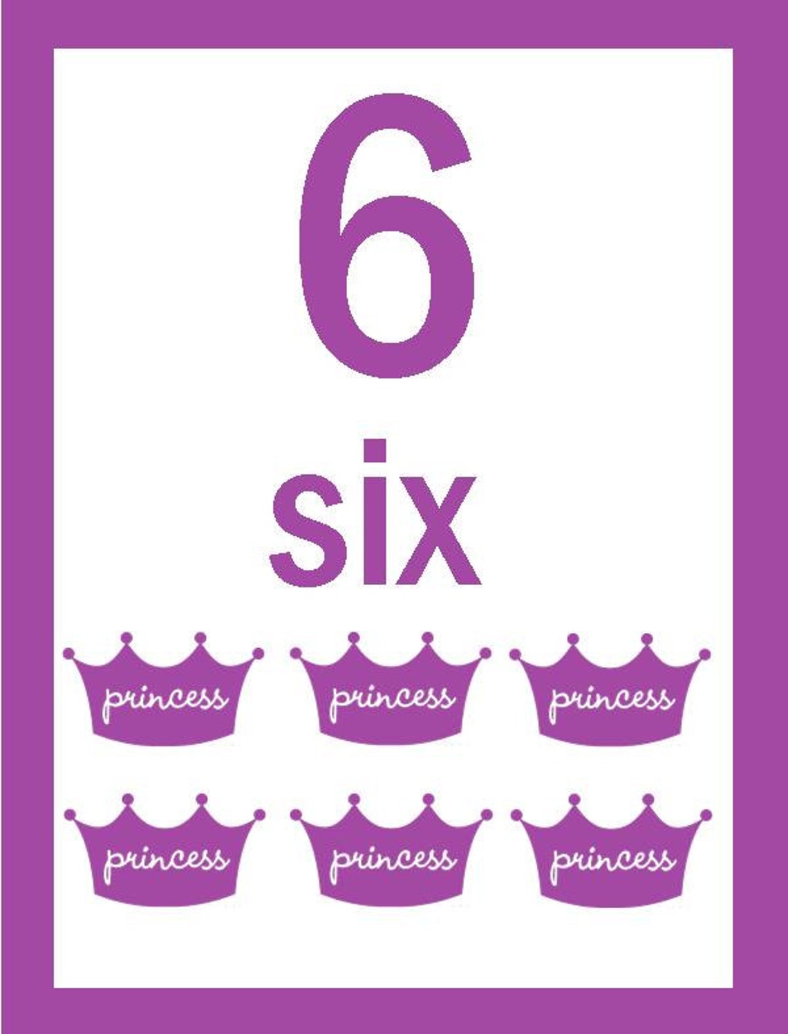 Princess Number and Color Flash Cards - Etsy