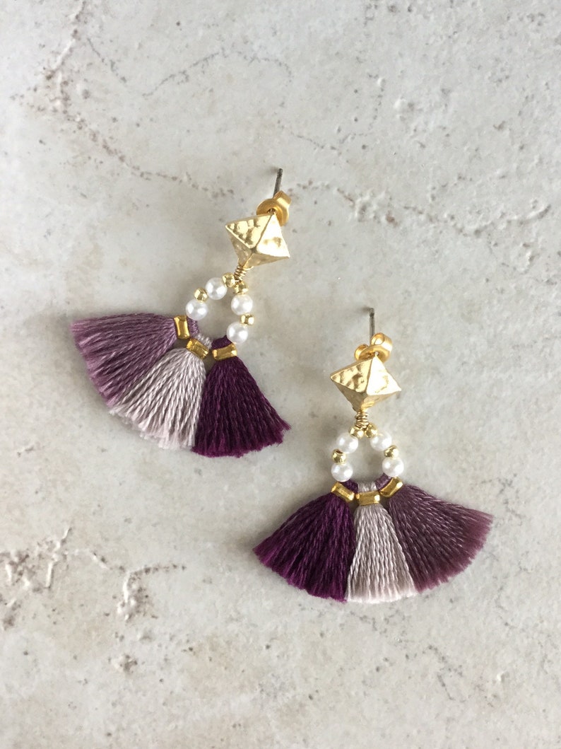 Purple Tassel Earring Gift for Purple Bridesmaids Etsy