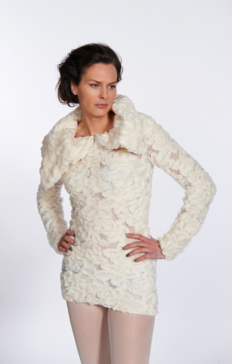 Trendy Clothing White Pullover Knitted Sweater Wool Clothing Women Sweater Sheer Dress Boho Clothing Fitted Sweater Bohemian Sweater