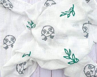 sloth muslin blanket