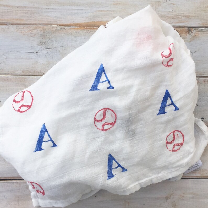 bamboo swaddle baby handmade Baseball swaddle baseball muslin swaddle personalized swaddle receiving blanket sports baby swaddle