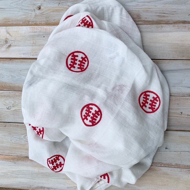 bamboo swaddle baby handmade Baseball swaddle baseball muslin swaddle personalized swaddle receiving blanket sports baby swaddle