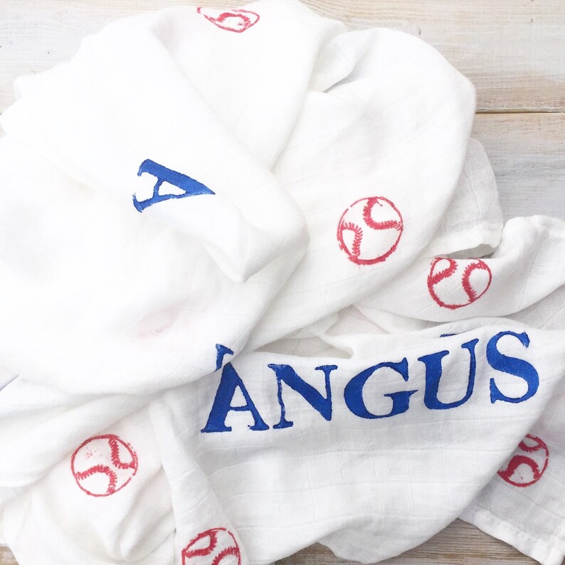 bamboo swaddle baby handmade Baseball swaddle baseball muslin swaddle personalized swaddle receiving blanket sports baby swaddle