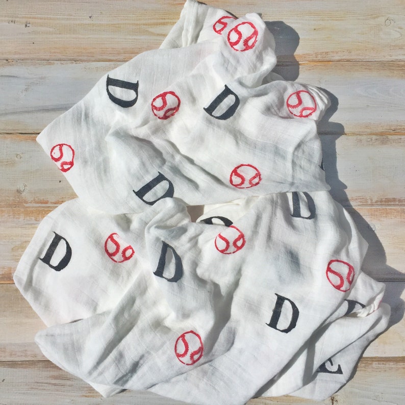 bamboo swaddle baby handmade Baseball swaddle baseball muslin swaddle personalized swaddle receiving blanket sports baby swaddle