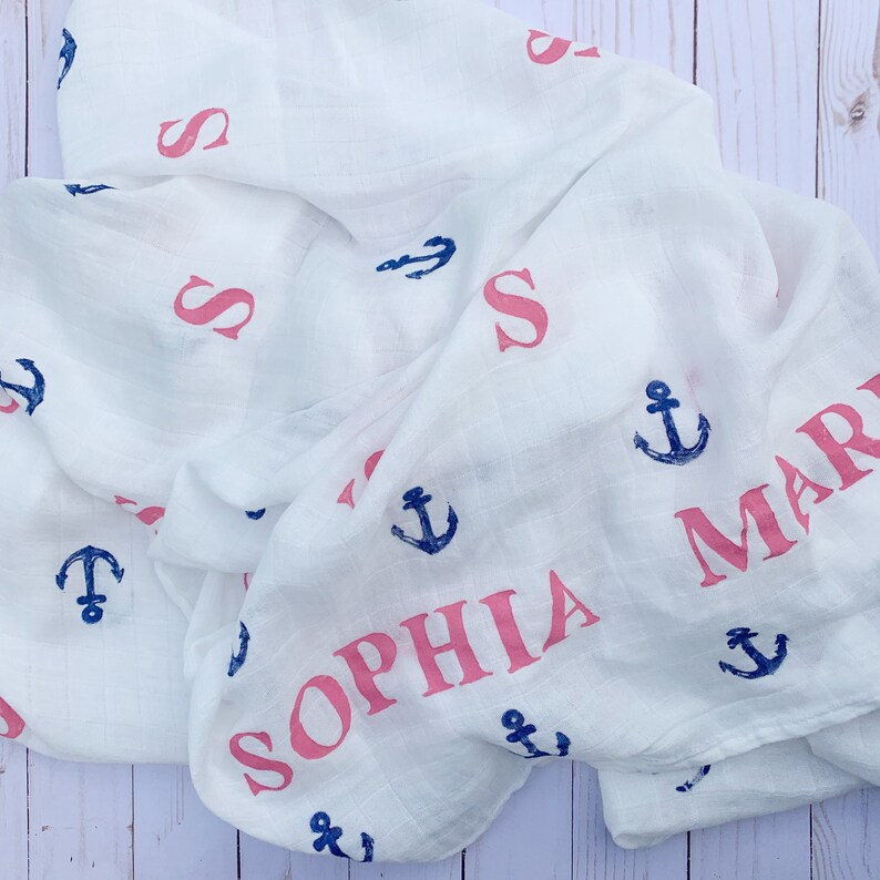 Cotton Muslin Swaddle Blankets I Blue Nautical - 3 Pack ...
