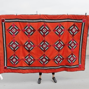 Kirgisische traditionelle Patchwork Bettdecke / Tagesdecke, Quilt aus Kirgistan, Zentralasiatische Patchwork