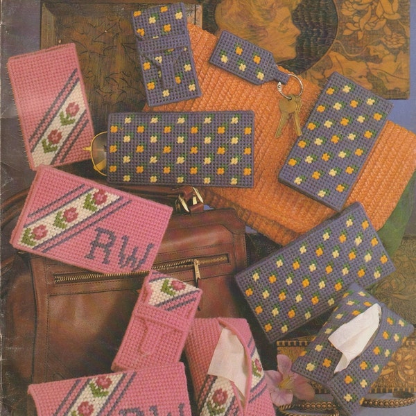 Vintage PDF plastic canvas pattern - purse accessories