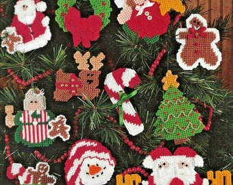 Vintage PDF plastic canvas pattern - Christmas ornaments