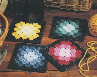 Granny Square Coasters PDF plastic canvas pattern