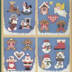 Vintage PDF plastic canvas pattern - mini Christmas ornaments