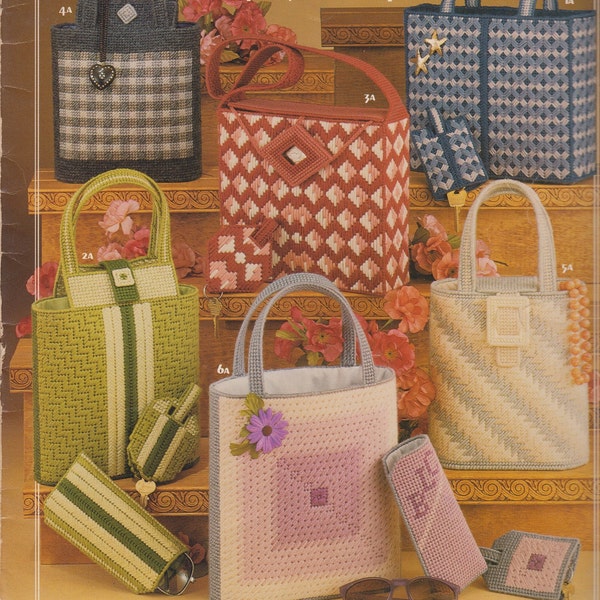 Vintage PDF plastic canvas pattern - purses and accessories