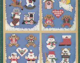 Vintage PDF plastic canvas pattern - mini Christmas ornaments