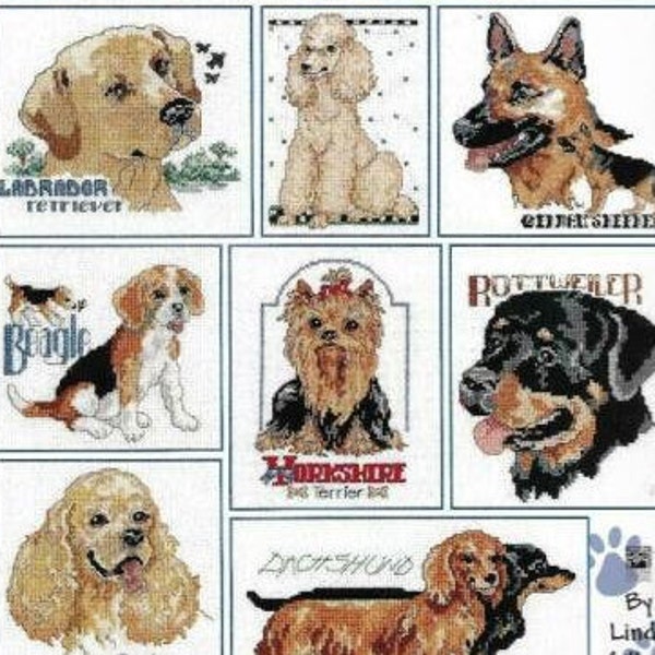 Vintage PDF cross stitch pattern - dog breeds