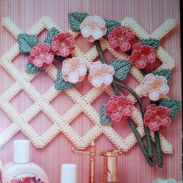 Flowered Lattice PDF plastic canvas pattern