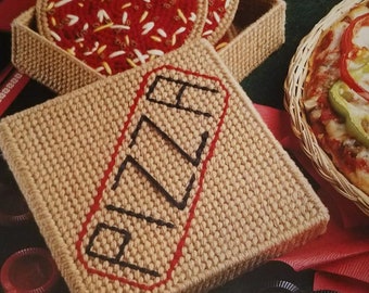 Pizza Coasters PDF plastic canvas pattern