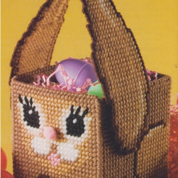 Bunny Basket PDF plastic canvas pattern