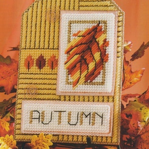Vintage PDF plastic canvas pattern - Autumn Collage