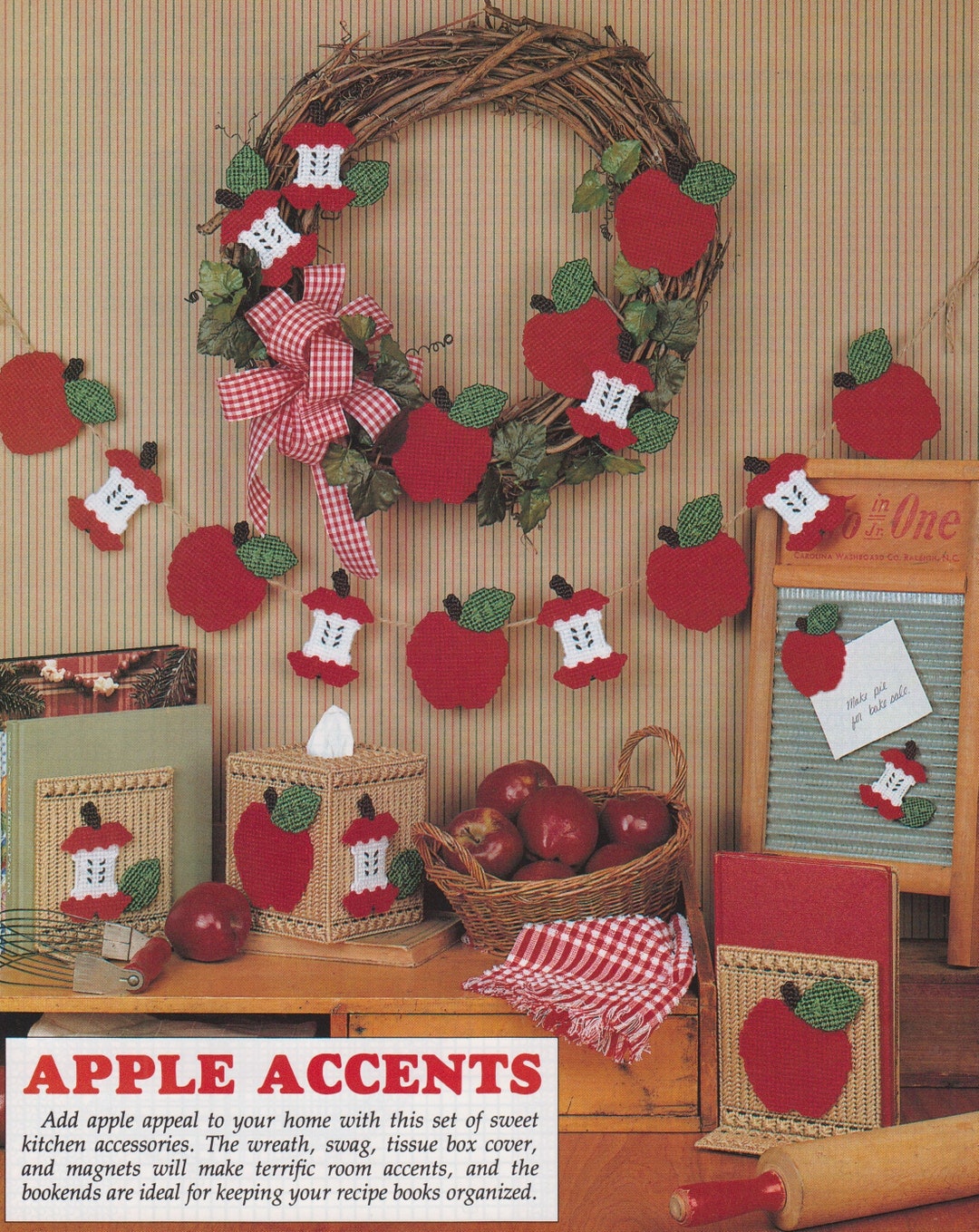 Plastic Canvas Vintage PDF Pattern - Apple Accents - Etsy
