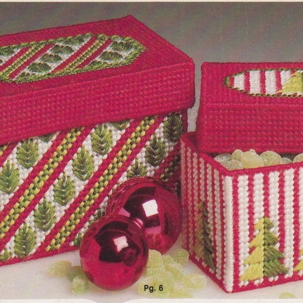 Vintage PDF plastic canvas pattern - two large boxes