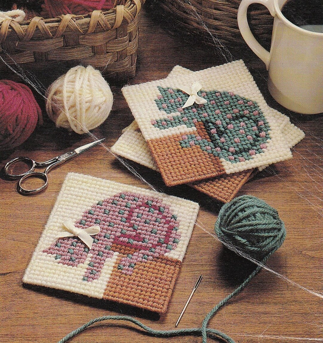Vintage PDF Plastic Canvas Pattern - Kitty Coaster - Etsy