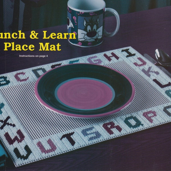 Vintage PDF plastic canvas pattern - Lunch & Learn Place Mat