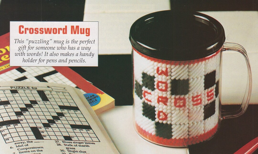 Plastic Canvas Vintage PDF Pattern crossword Mug Etsy