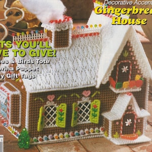 Vintage PDF plastic canvas pattern - Gingerbread House
