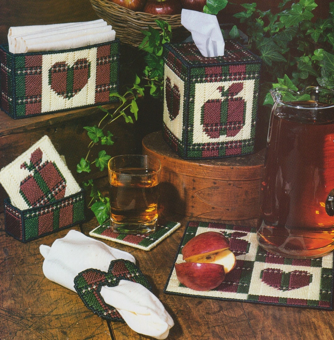 Plastic Canvas Vintage PDF Pattern Autumn Apples Ensemble - Etsy
