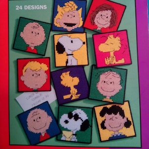 Vintage PDF plastic canvas pattern - character magnets