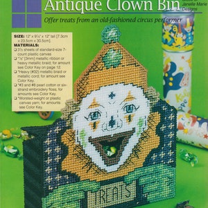 Antique Clown Bin PDF plastic canvas pattern