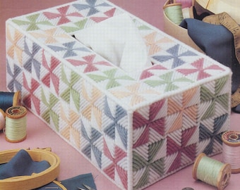 Plastic canvas vintage PDF pattern - Pretty Pinwheels