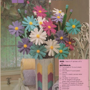 Vintage PDF plastic canvas pattern - Bouquet of Asters