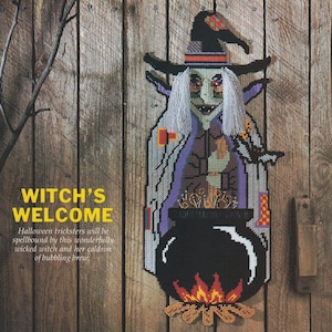 Plastic canvas vintage PDF pattern - witch&#39;s welcome