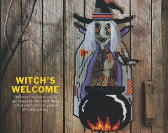 Plastic canvas vintage PDF pattern - witch&#39;s welcome