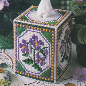 Vintage Violets PDF plastic canvas pattern