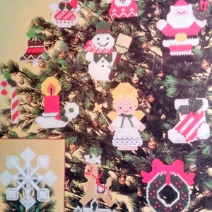 Vintage PDF plastic canvas pattern - Christmas ornaments