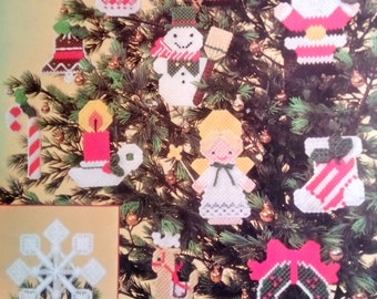 Vintage PDF plastic canvas pattern - Christmas ornaments