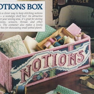 Plastic canvas vintage PDF pattern - Notions Box