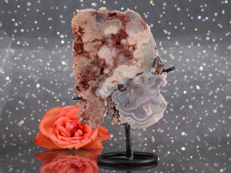wonderful collectors piece crystal healing,#M205 Stone for intuition and psychic abilities Stunning Pink Amethyst Cluster on stand