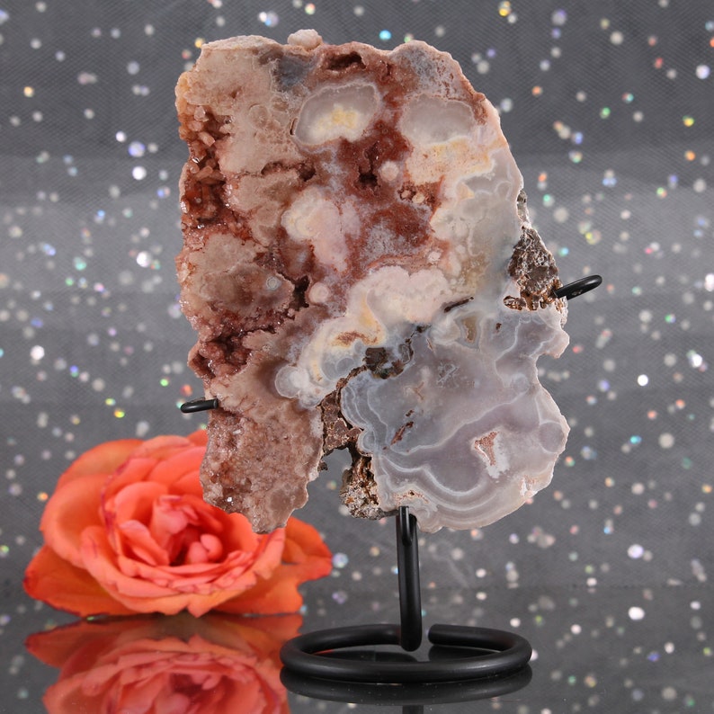 wonderful collectors piece crystal healing,#M205 Stone for intuition and psychic abilities Stunning Pink Amethyst Cluster on stand