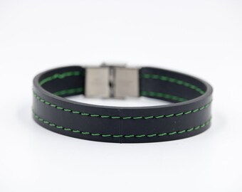 Upcycled black inner tube bracelet, vegan and handmade