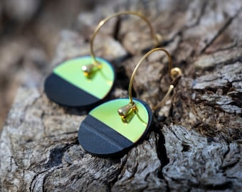 Recycled inner tube earrings, hypoallergenic hoop earrings, eco gift idea, eco jewelry, handmade jewelry, pendant earrings