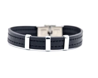 Selbstjustierendes schwarzes Armband aus recycelten Fahrradschläuchen, veganes Armband, Gummiarmband, handgefertigtes Gummiarmband