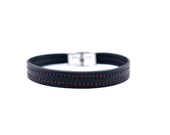 Selbsteinstellendes veganes Armband aus recyceltem Fahrradschlauch, Herrenarmband, Gummiarmband, handgefertigtes Armband, Geschenkidee für ihn