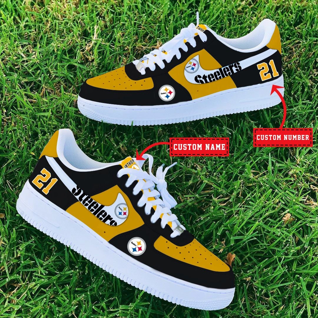 Pittsburgh Steeier AF1 Sneakers Custom Name And Number Shoes Etsy