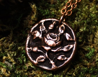 Copper rose necklace