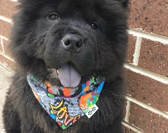 Graffiti + Skulls Dog Bandana, Grafitti Dog Bandana, Dog Bandana Collar, Dog Scarf, Dog Neckerchief, Cat Bandana, Cat Collar Bandana