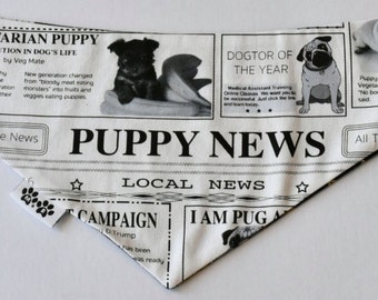 Puppy News Dog Bandana, Puppy Bandana, Dog Bandana, Pet Bandana, Puppy Scarf, Dog Neckerchief, Dog Scarf, Puppy Collar, Dog Collar