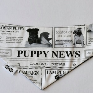Puppy News Dog Bandana: Double-Sided Pet Scarf