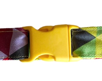 Collar geométrico para mascotas hecho a mano: collar colorido de algodón para perros o gatos